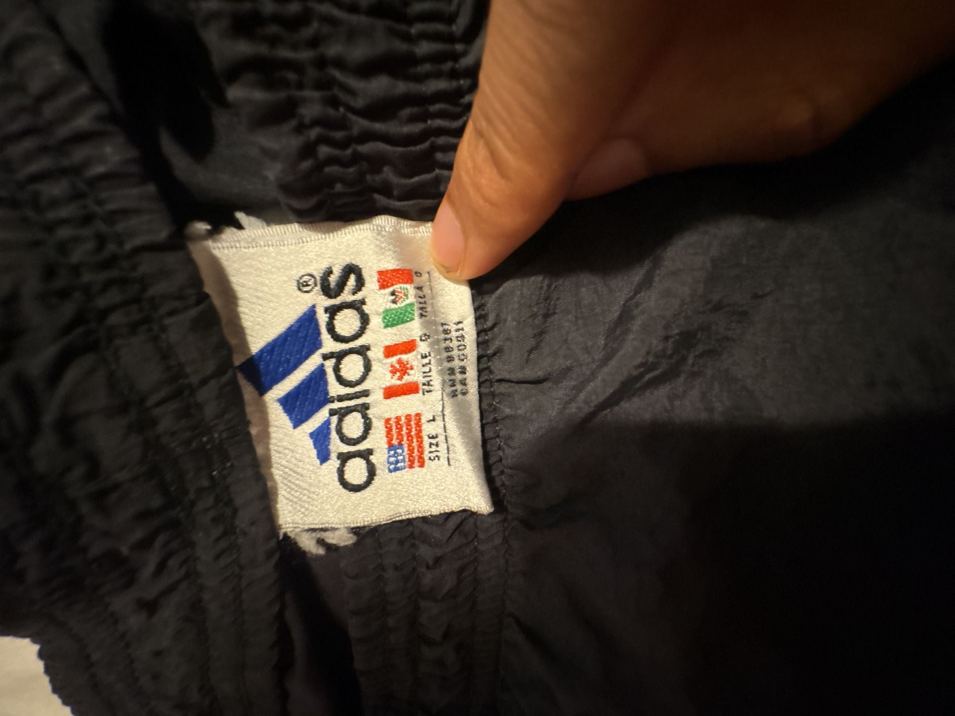 Vintage 90s Adidas Black Nylon Track Pants Size Large 1