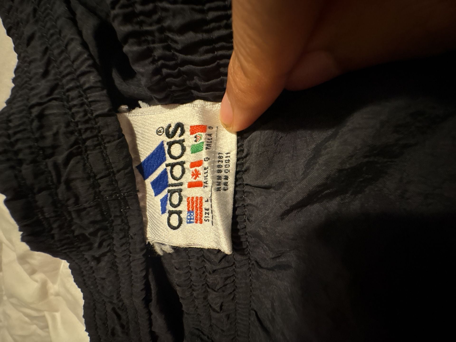 Vintage 90s Adidas Black Nylon Track Pants Size Large 2