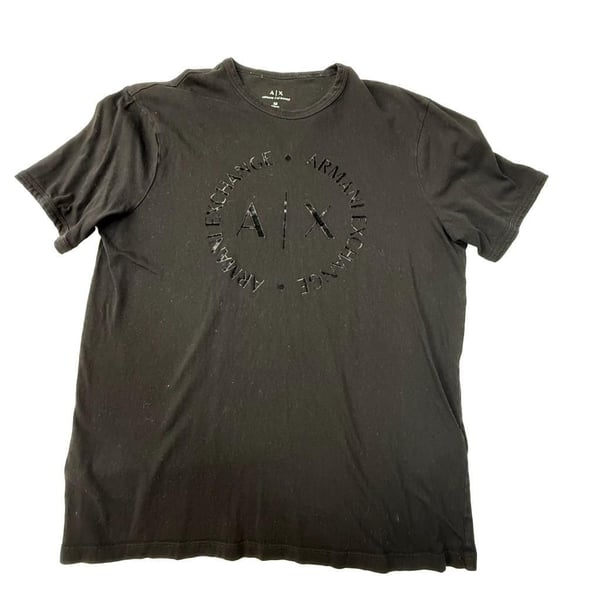 Armani Exchange Men's Black Circle Icon Logo Regular Fit T-Shirt Medium