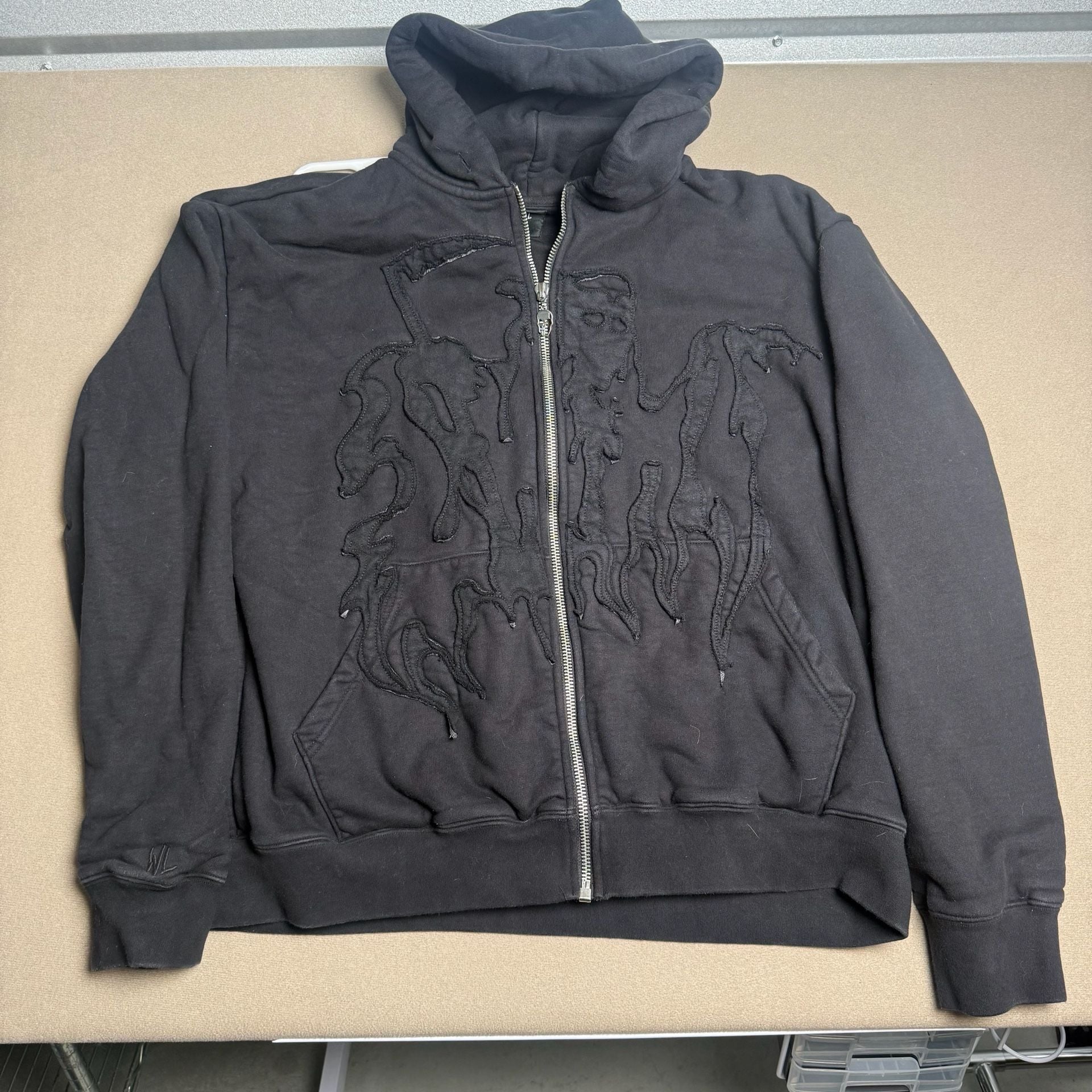 Warren Lotas Lazer Cut Reaper Applique Full-Zip Hoodie Black XXL 2