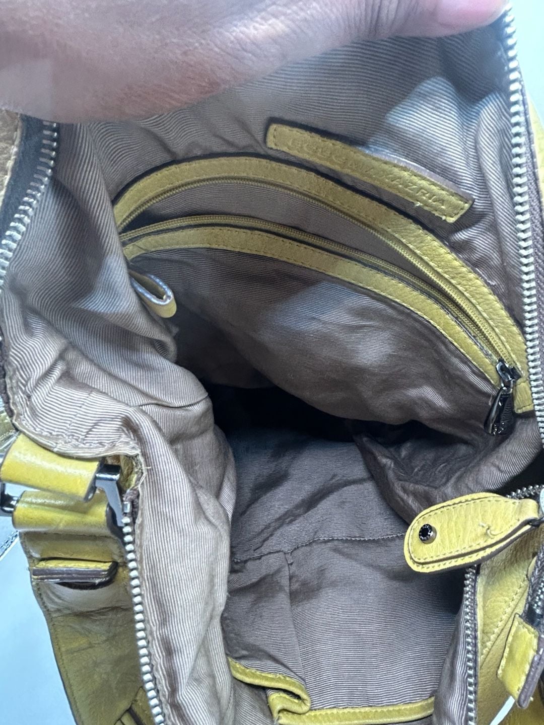 BCBGMAXAZRIA Yellow Leather Hobo Shoulder Bag with Metal Accent 8