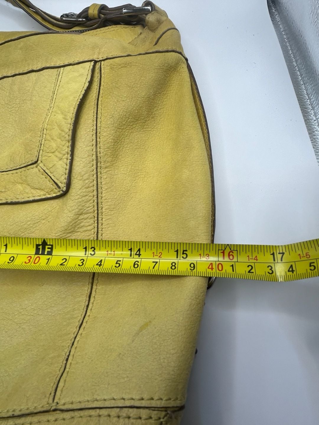 BCBGMAXAZRIA Yellow Leather Hobo Shoulder Bag with Metal Accent 9