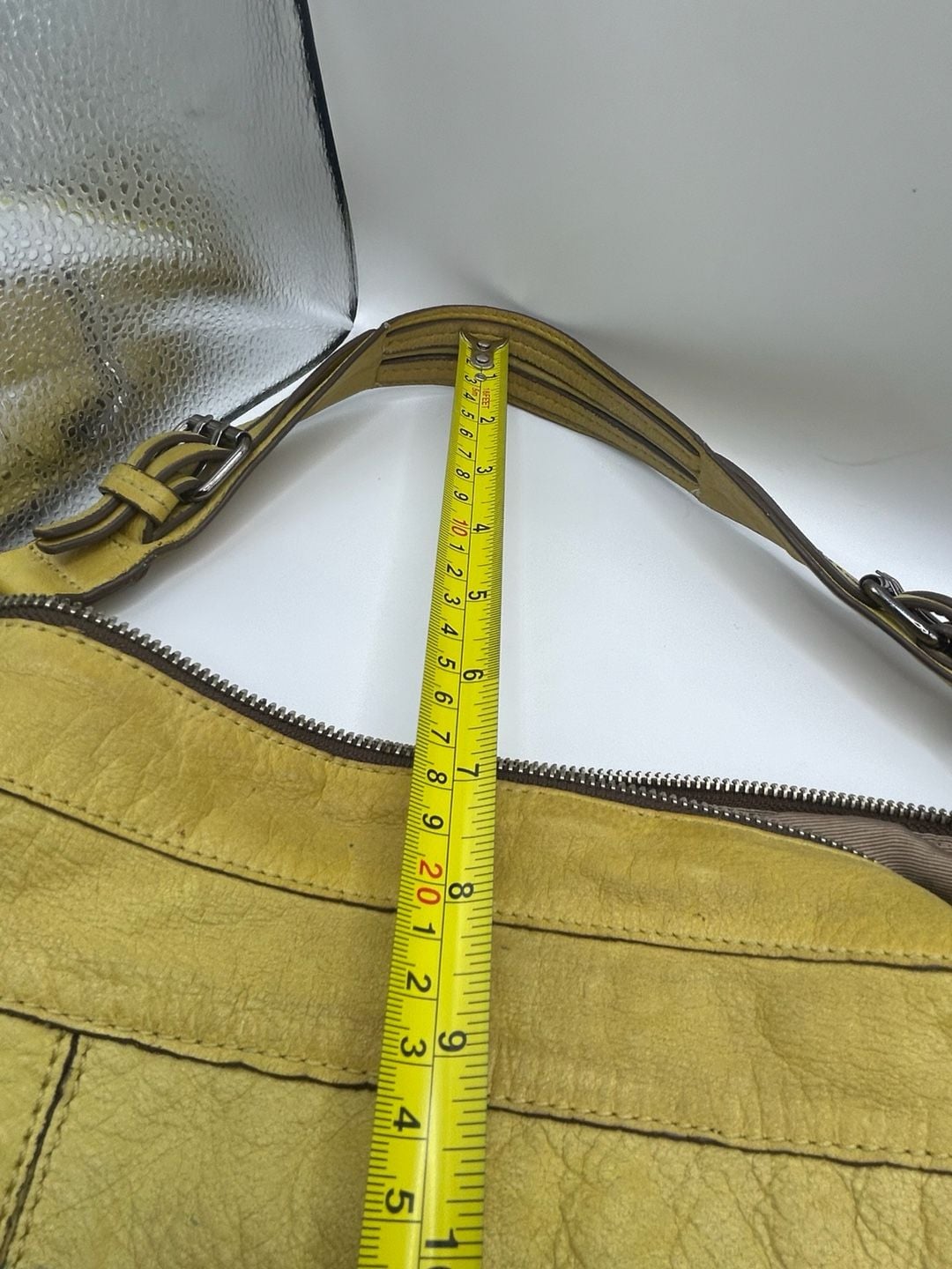 BCBGMAXAZRIA Yellow Leather Hobo Shoulder Bag with Metal Accent 10