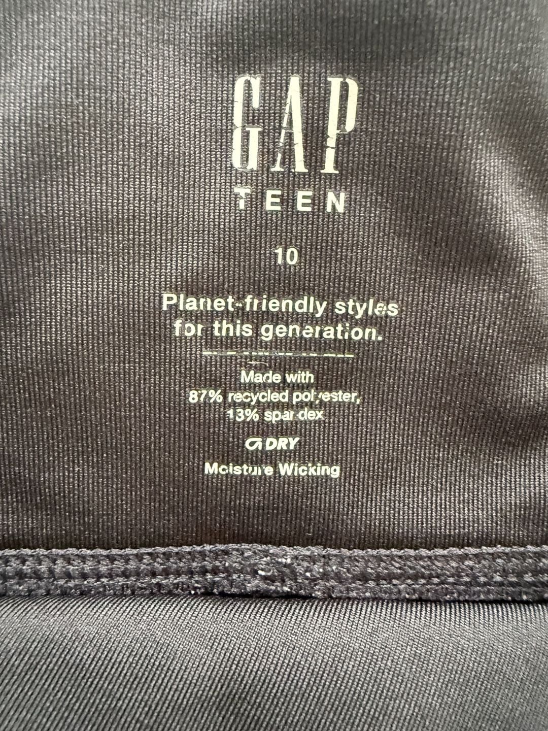 Gap Teen Black Crossover V-Waist Active Leggings Size 10 G-Dry Moisture Wicking 3