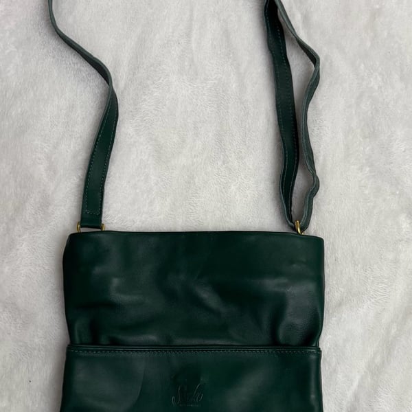 Sseko Dark Green Leather Crossbody Bag