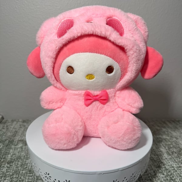 Sanrio My Melody Pink Bear Costume Plush Toy Stuffed Animal 8 inch