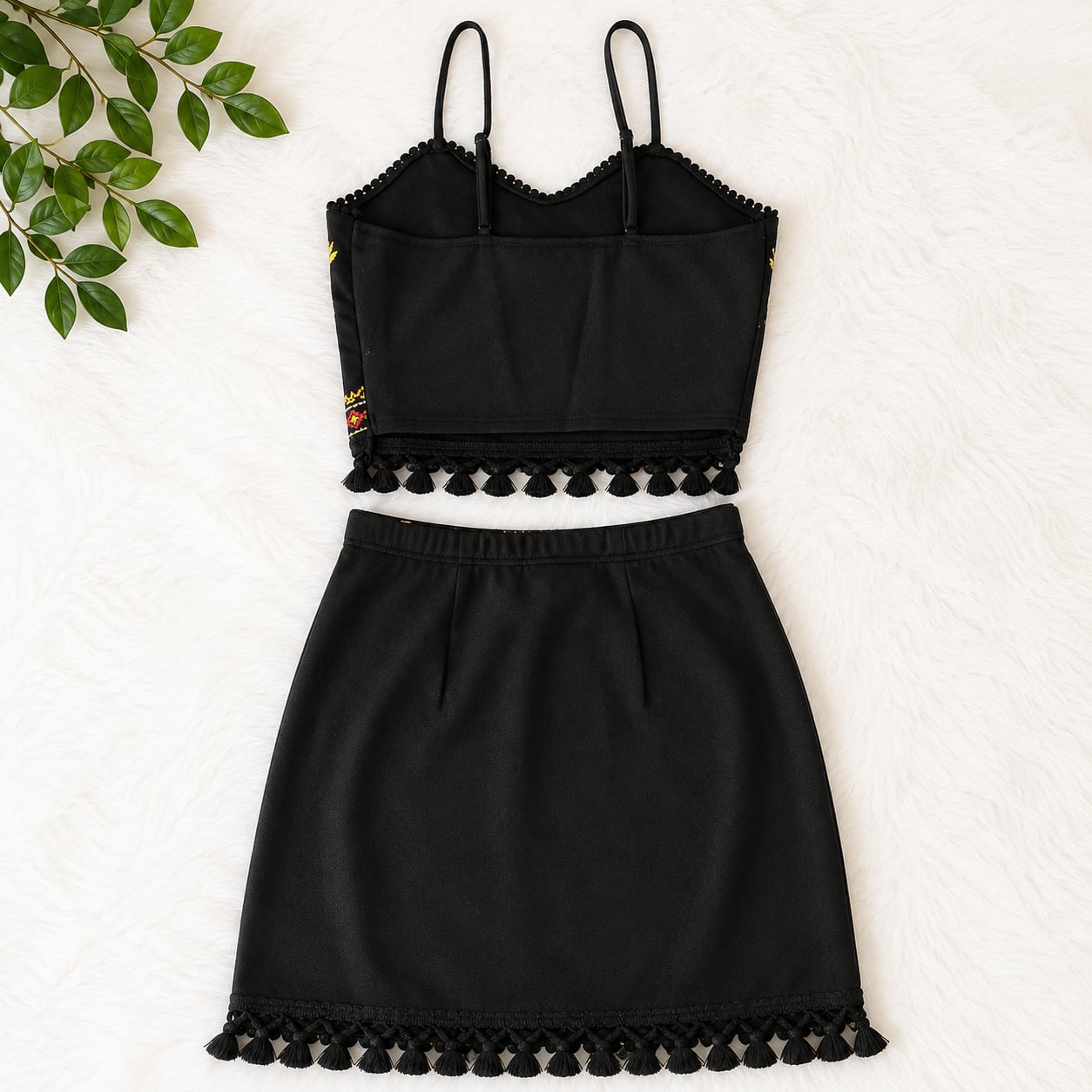 SHEIN Folk Art Print Cami Crop Top and Mini Skirt Set 2