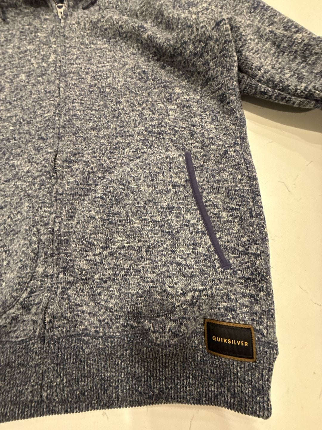 Quiksilver Keller Zip Up Hooded Knit Sweater Jacket Blue Heather Men's Size L 8