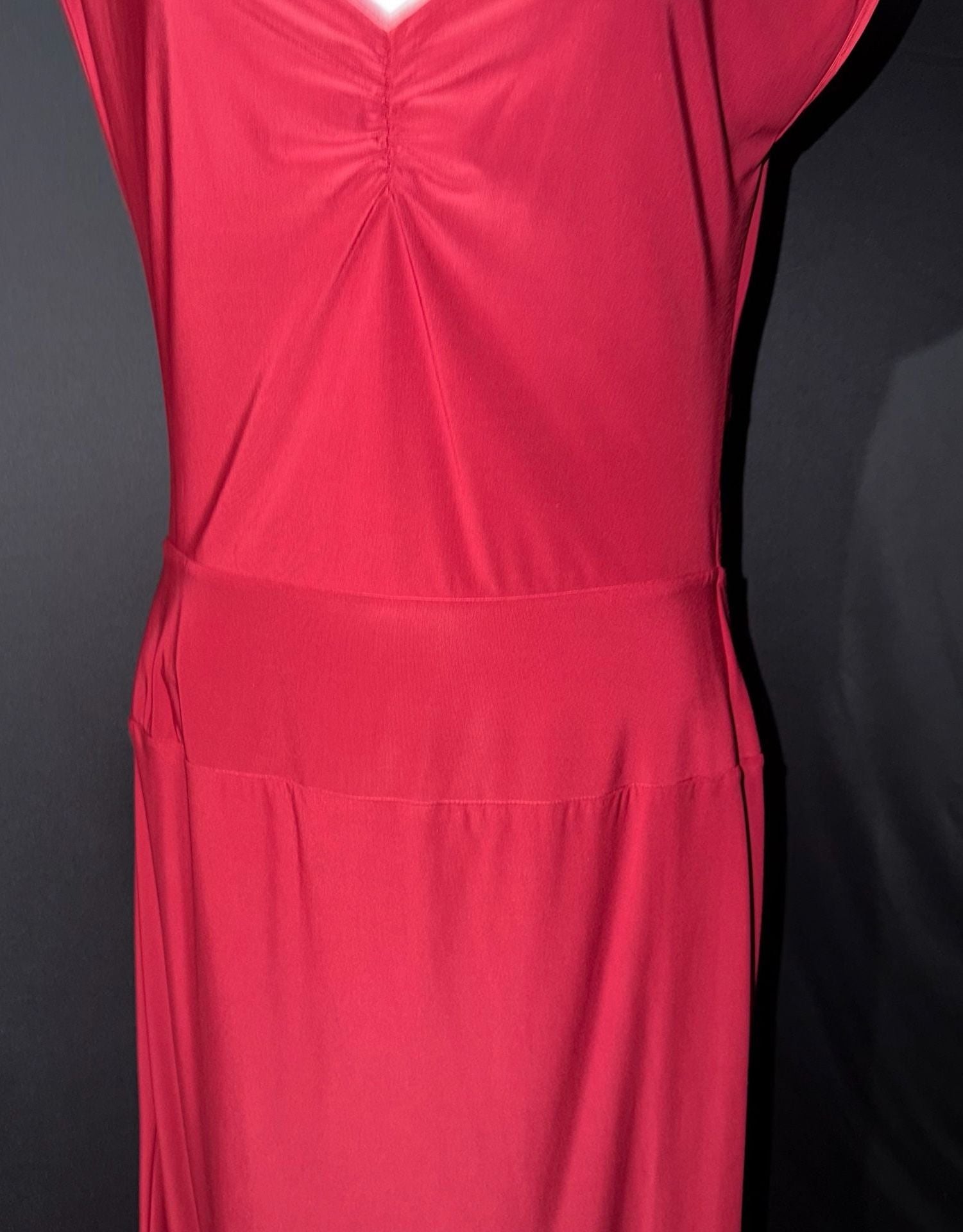 Express Red Cutout Knit Cap Sleeve Dress with Ruched V-Neck 5