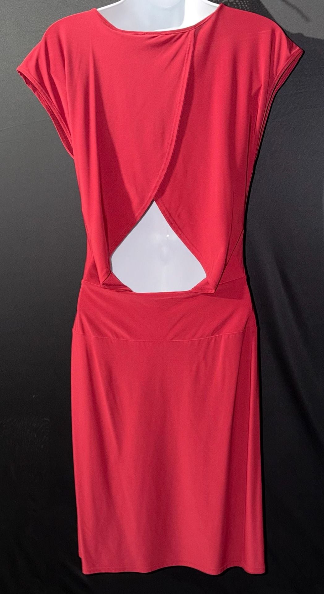 Express Red Cutout Knit Cap Sleeve Dress with Ruched V-Neck 6
