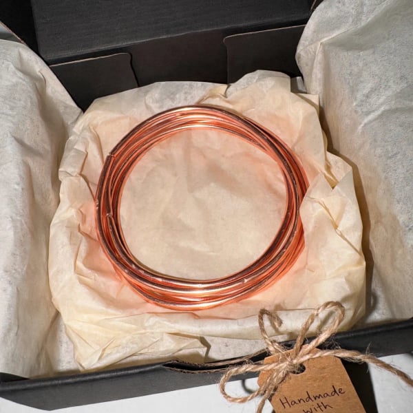 Handmade Solid Copper Bangles Stackable Bracelets in Gift Box