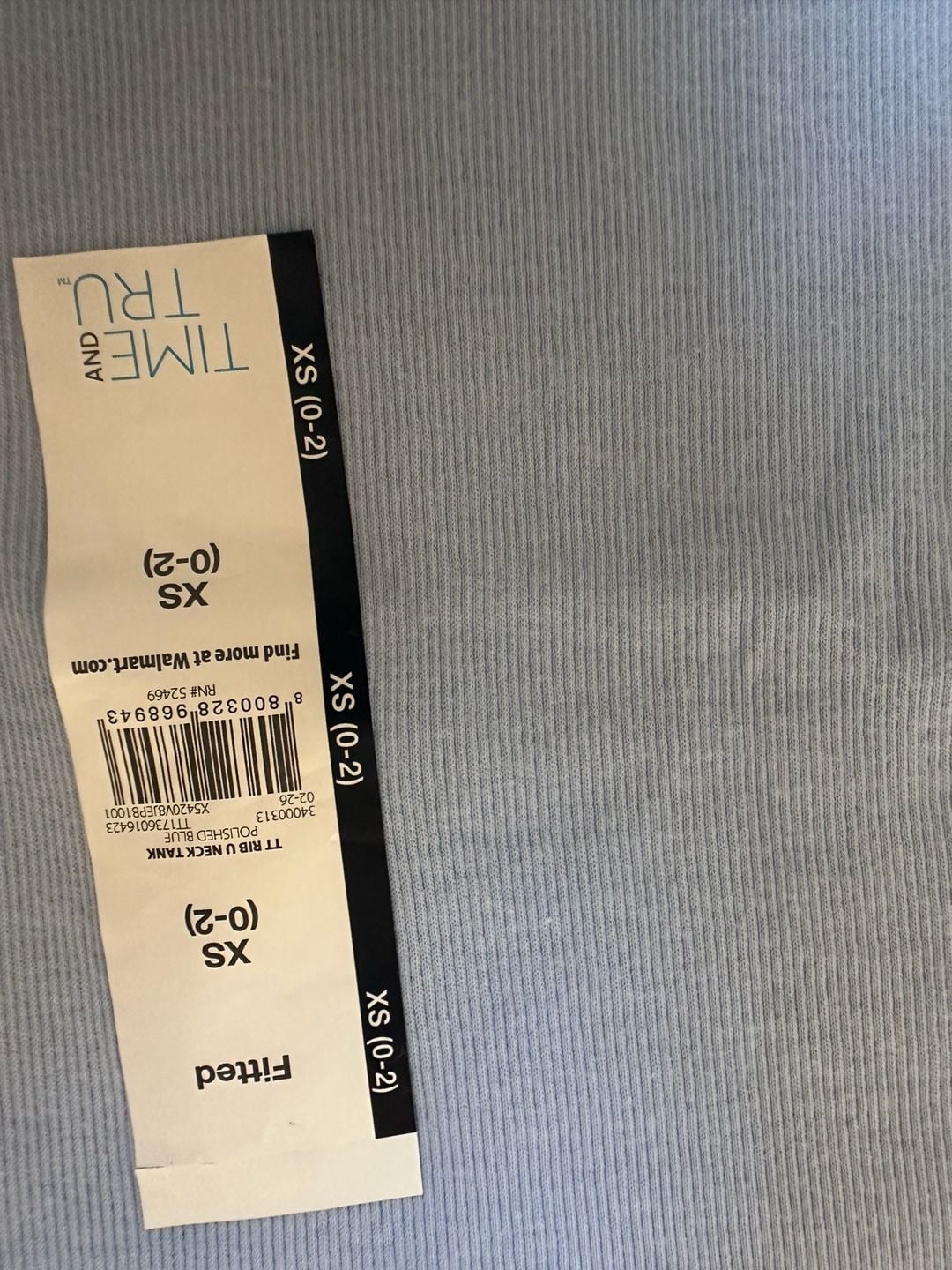 Time and Tru Womens Fitted Rib U Neck Tank Top Polished Blue Size XS (0-2) 3