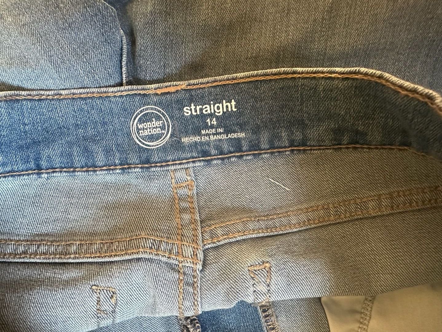 Wonder Nation Boys Straight Denim Jean Vintage Wash Size 14 3