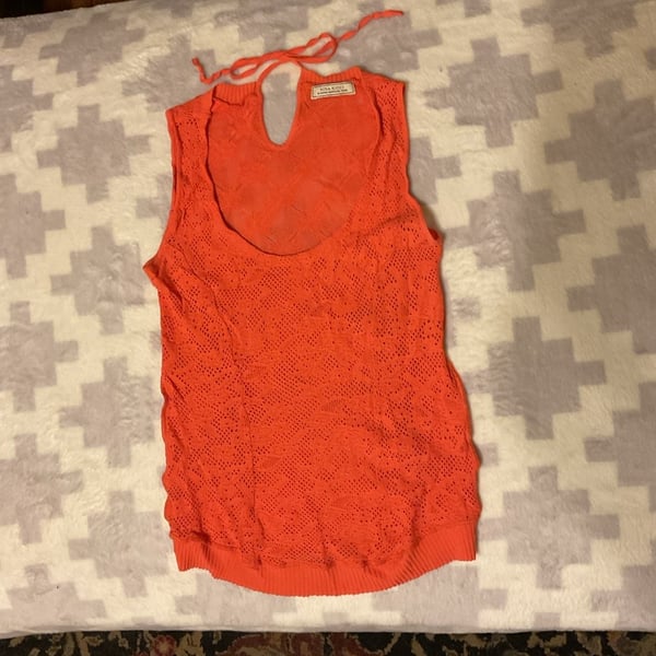 Nina Ricci Orange Crochet Knit Halter Top