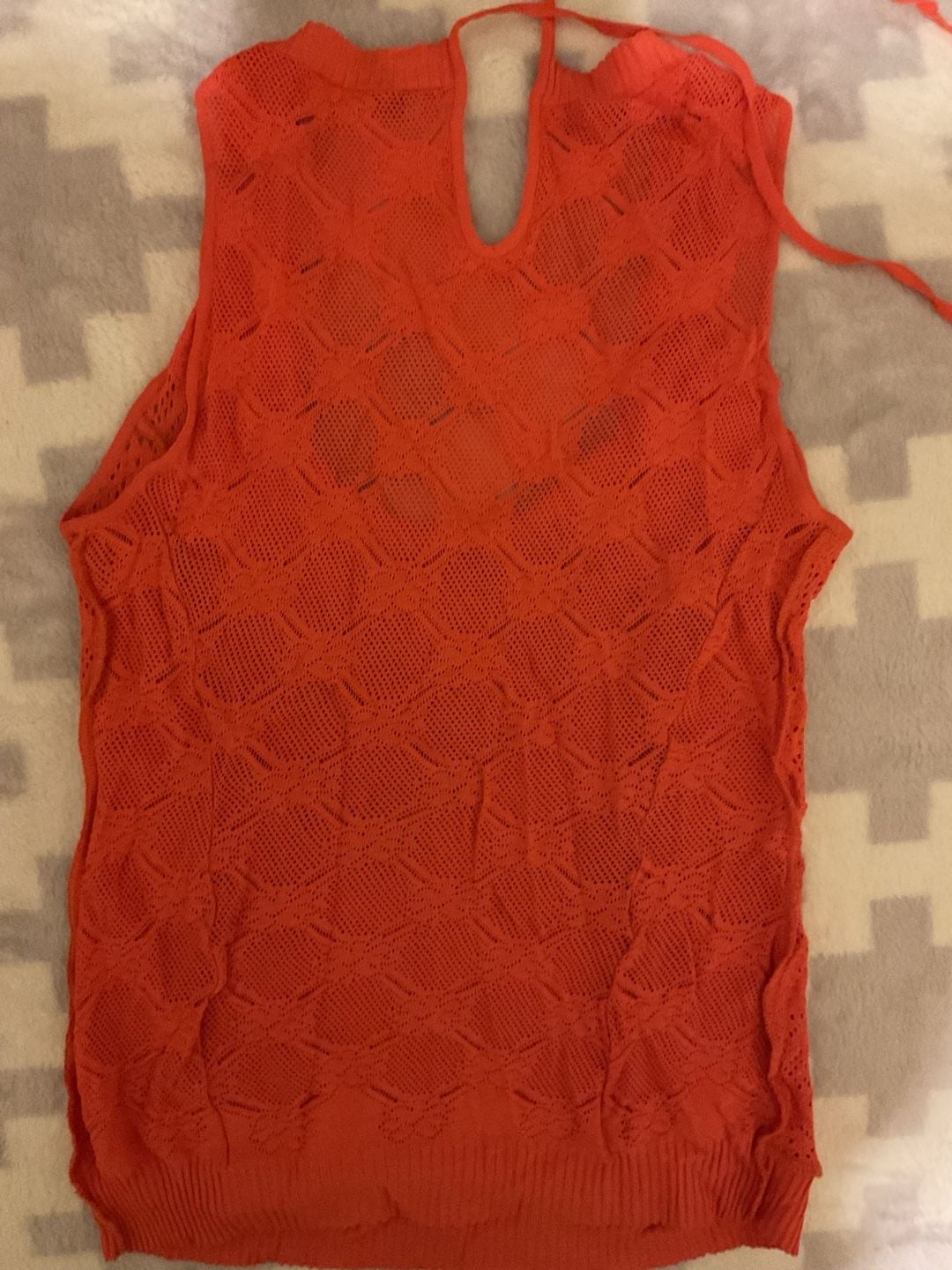 Nina Ricci Orange Crochet Knit Halter Top 3