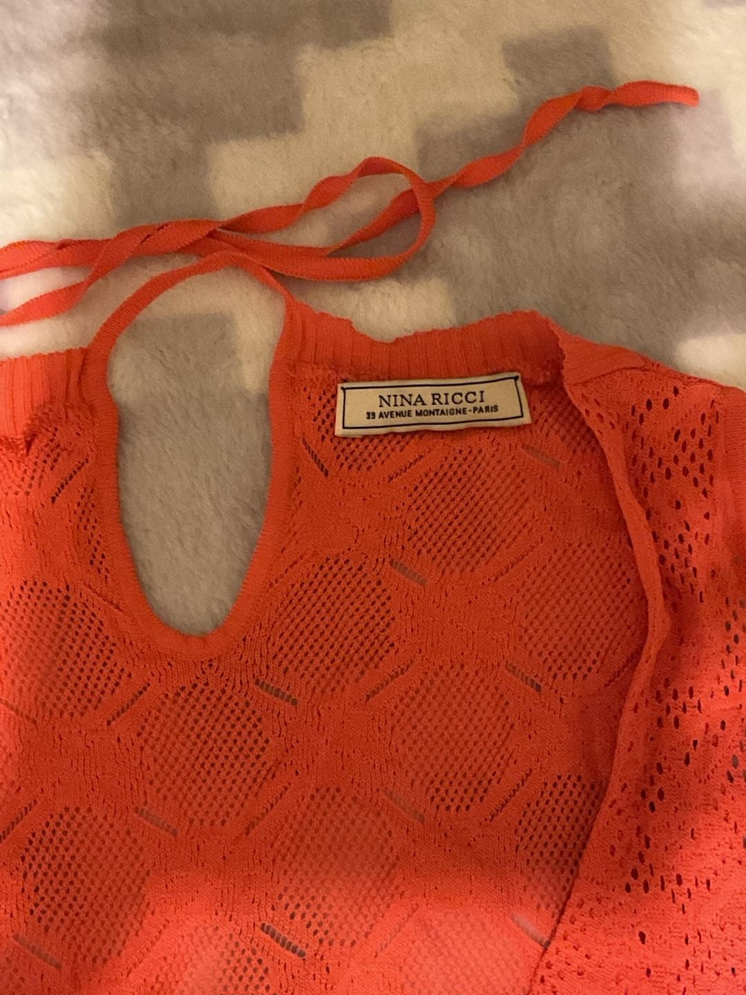 Nina Ricci Orange Crochet Knit Halter Top 5