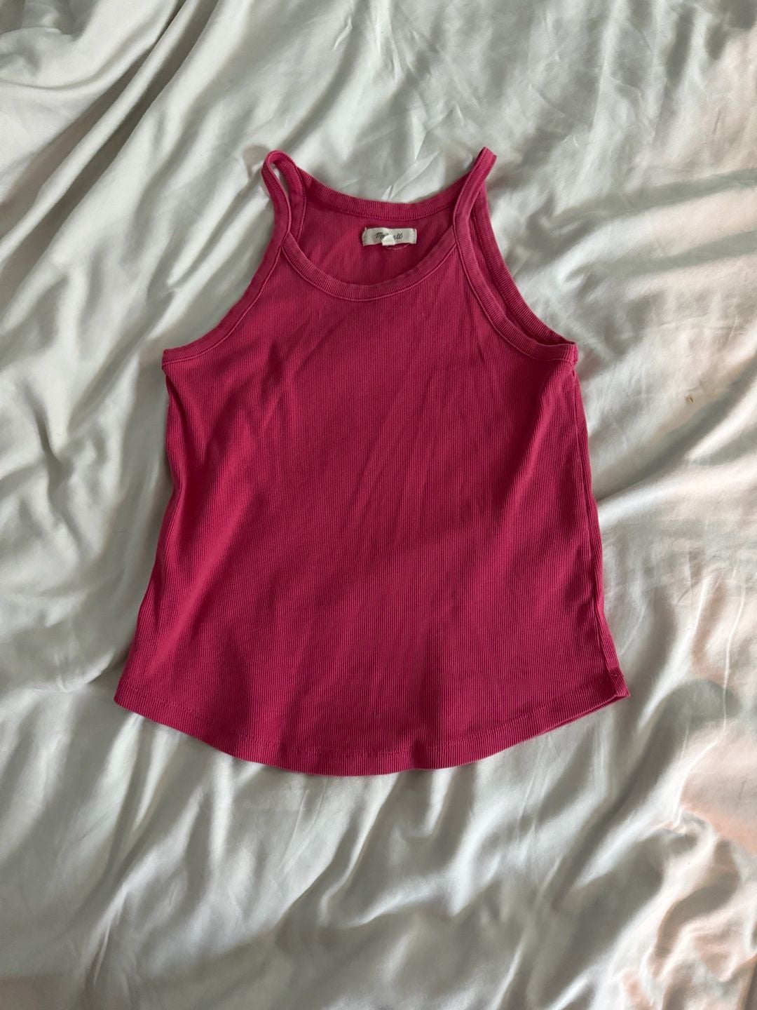 Madewell Pink Ribbed Tank Top Size L 2