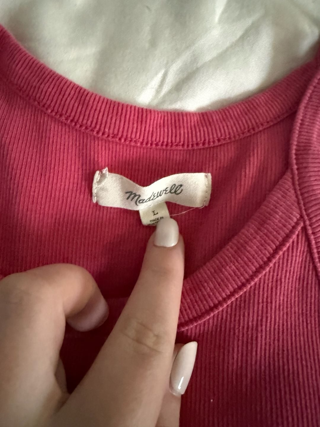 Madewell Pink Ribbed Tank Top Size L 4