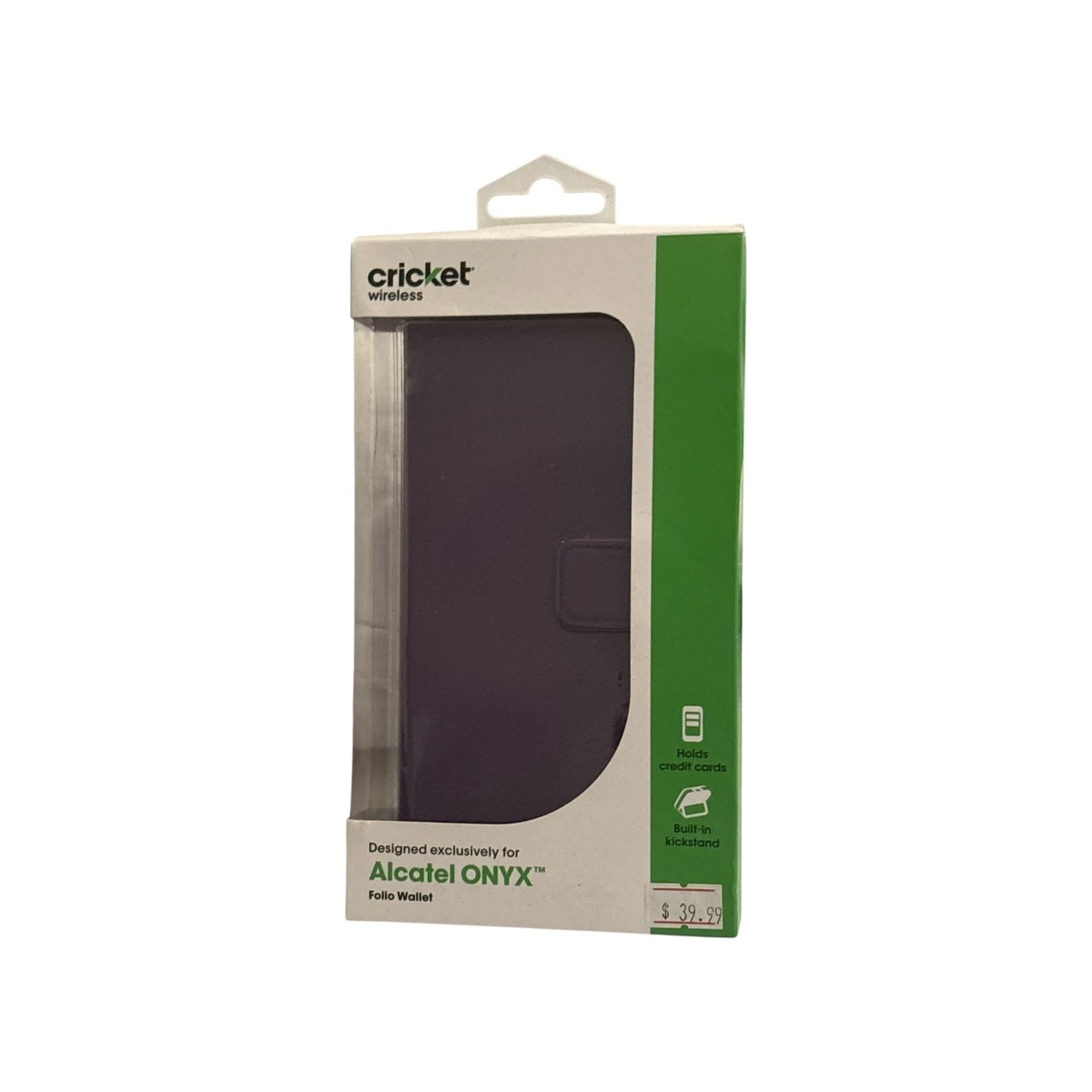Cricket Wireless Alcatel ONYX Folio Wallet Phone Case Purple NIB 1