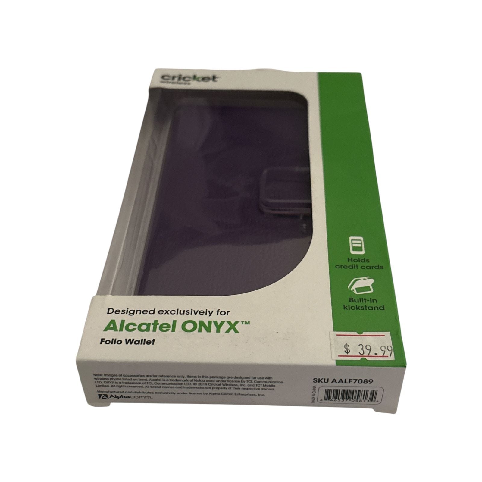 Cricket Wireless Alcatel ONYX Folio Wallet Phone Case Purple NIB 3