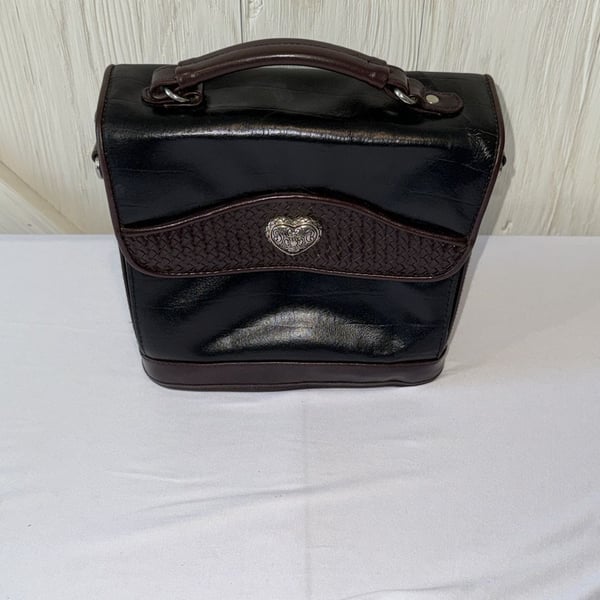 Brighton Kiana Handbag Black and Brown Croc Embossed Leather Crossbody Purse. Check description 