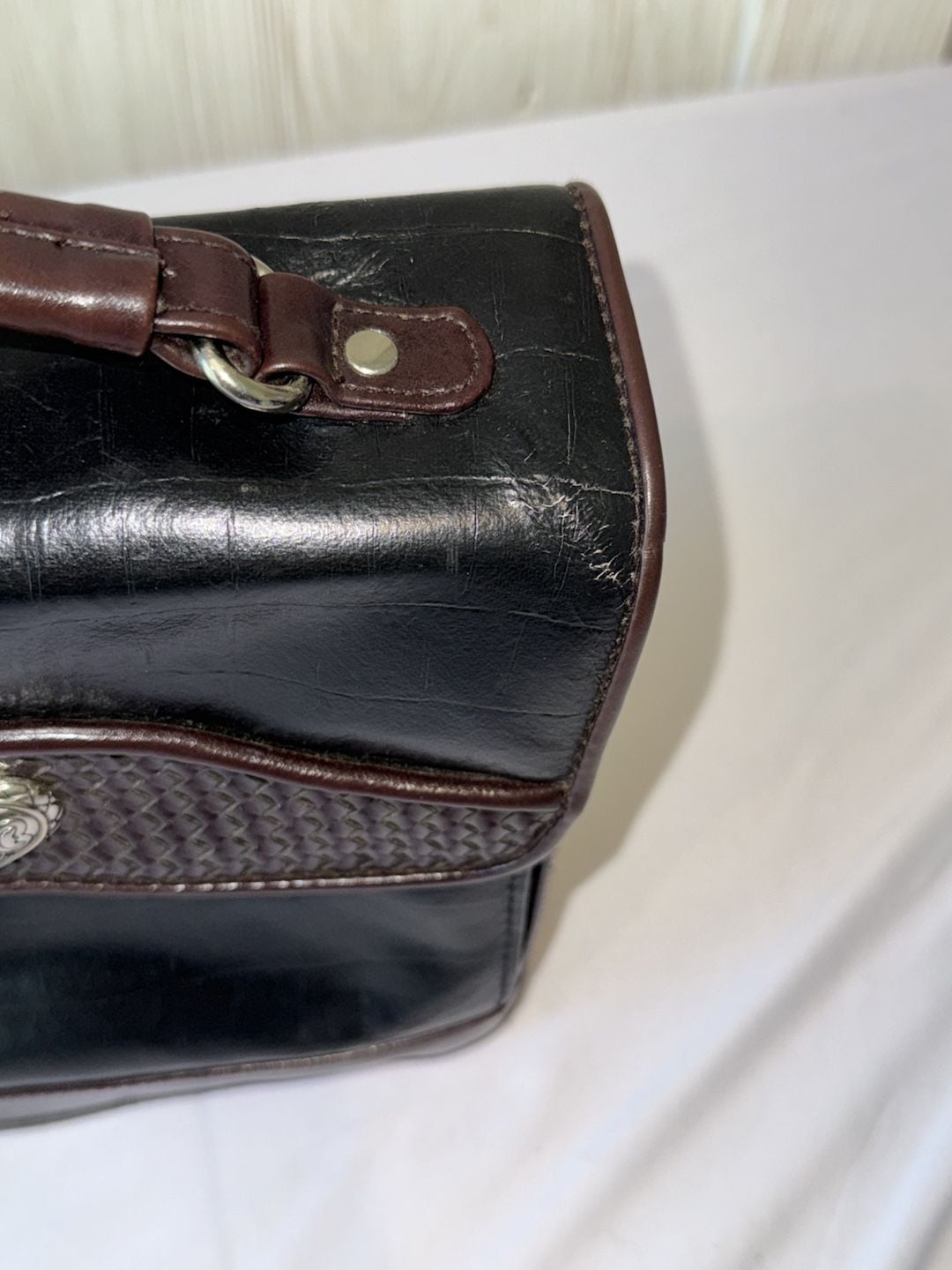 Brighton Kiana Handbag Black and Brown Croc Embossed Leather Crossbody Purse. Check description 7
