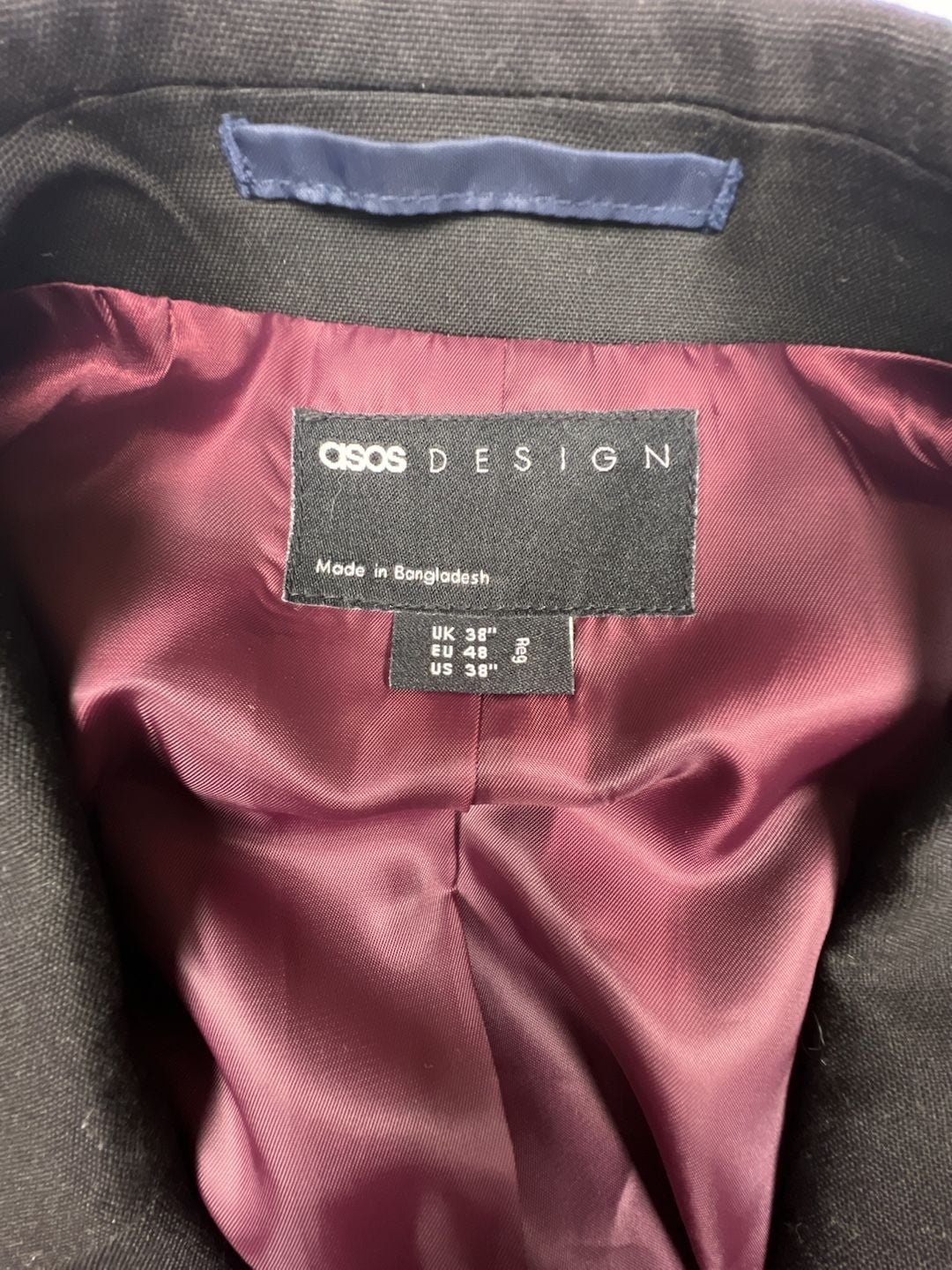 ASOS DESIGN Men's Black Two-Button Suit Blazer Jacket Size US 38R
150-G 4