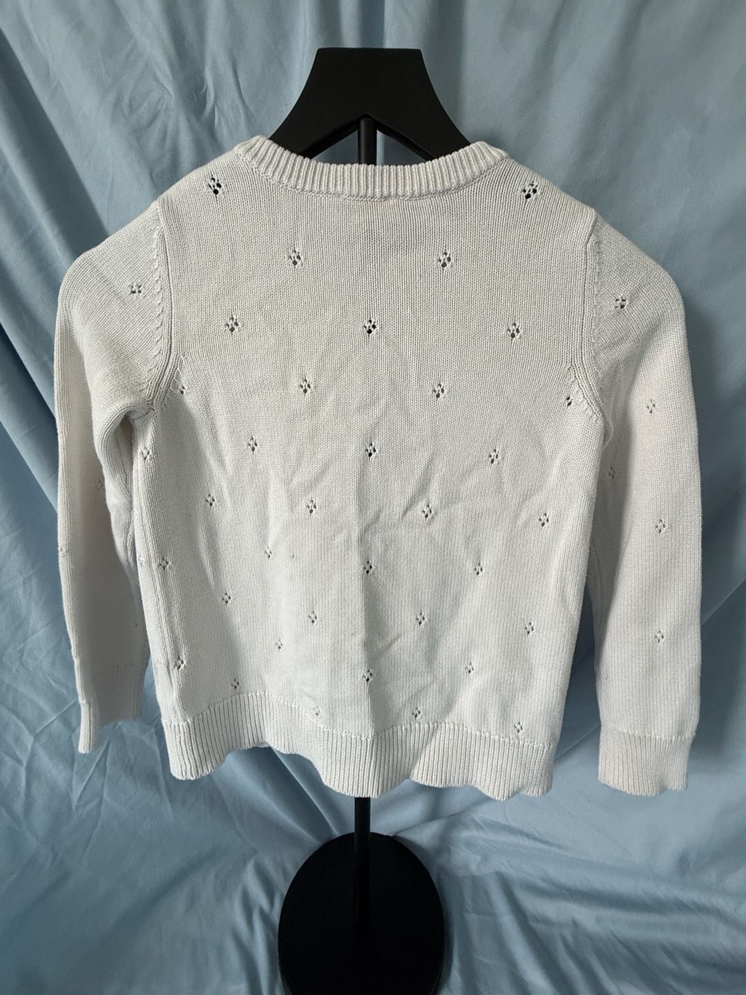 Vineyard Vines Girl’s Pointelle Knit Crewneck Cardigan Sweater Size Small Cream White 3