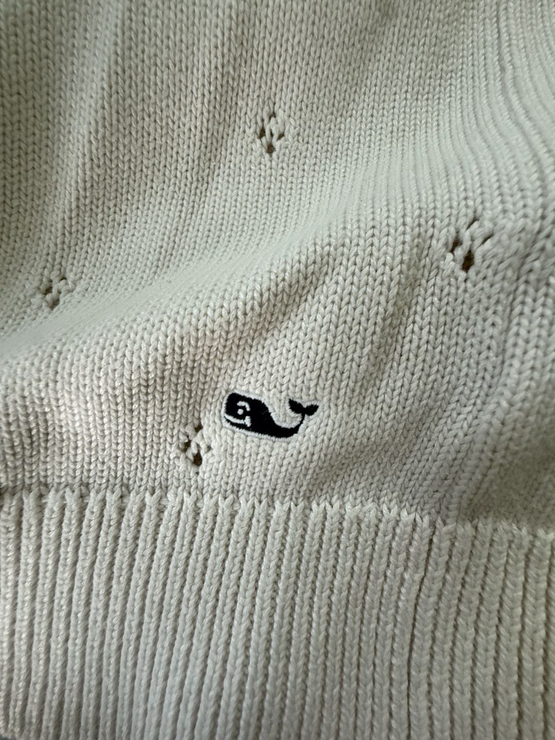Vineyard Vines Girl’s Pointelle Knit Crewneck Cardigan Sweater Size Small Cream White 7