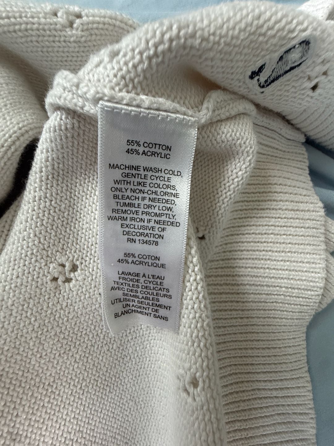 Vineyard Vines Girl’s Pointelle Knit Crewneck Cardigan Sweater Size Small Cream White 8