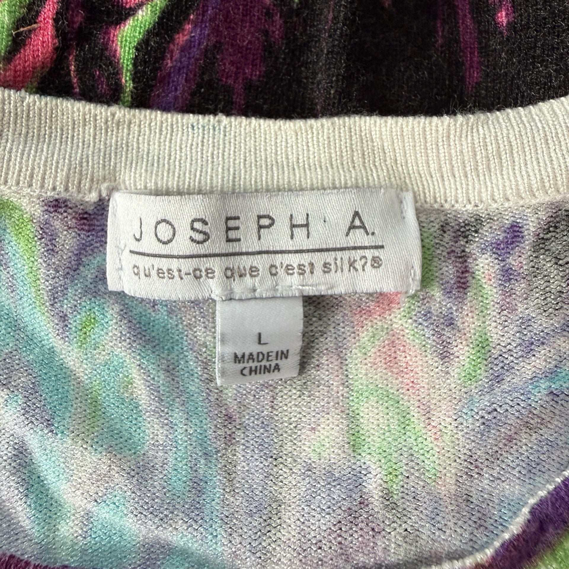 Joseph A. Multicolor Marbled Abstract Print Button-Front Cardigan Sweater Size L 5