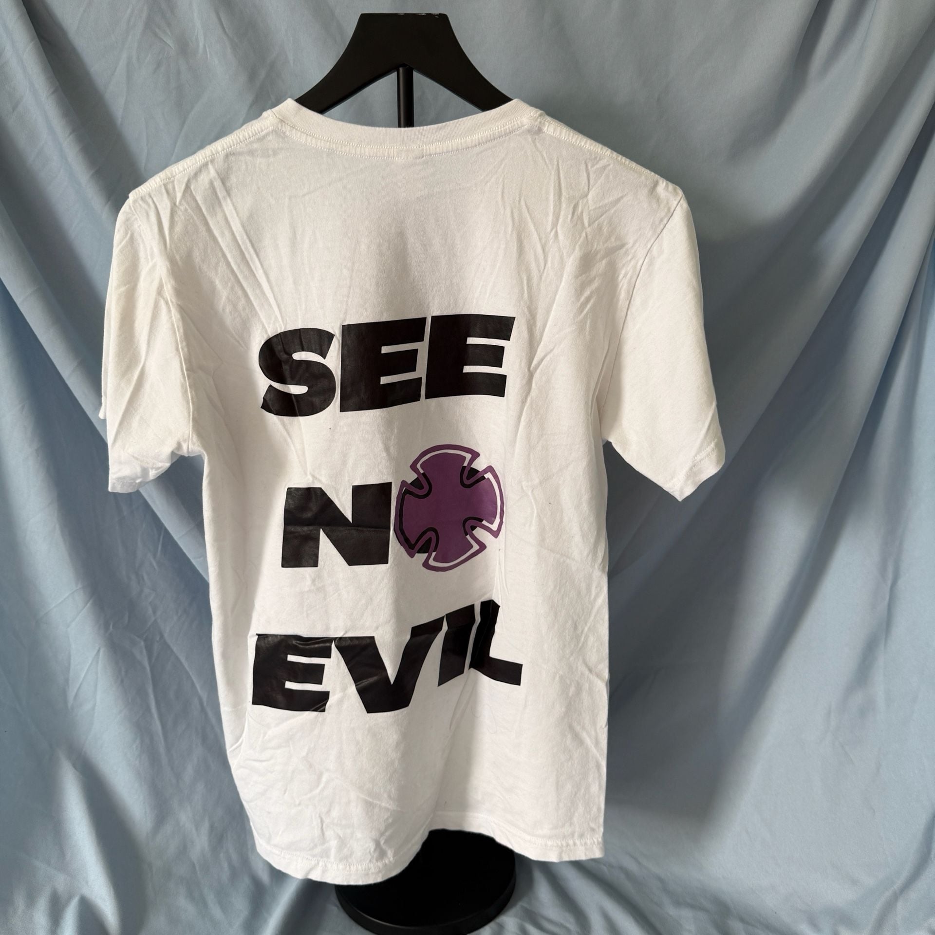 See No Evil Graphic Print Short Sleeve T-Shirt White Size S 3