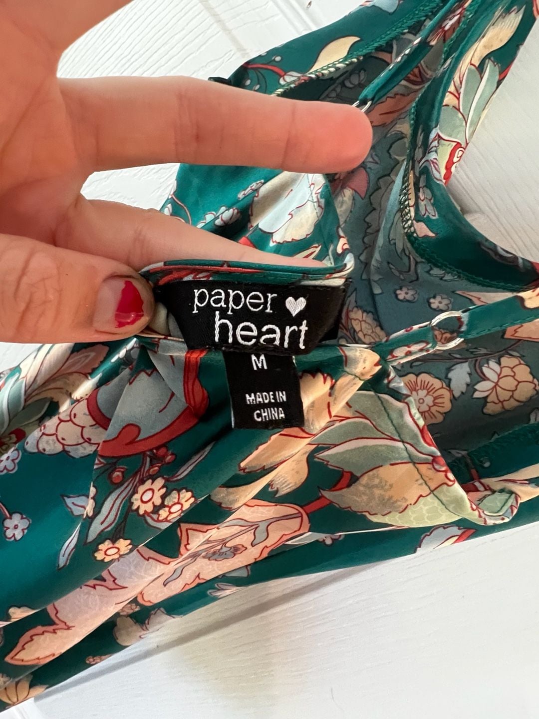 Paper Heart Green Floral Satin Cowl Neck Slip Midi Dress Size Medium 7