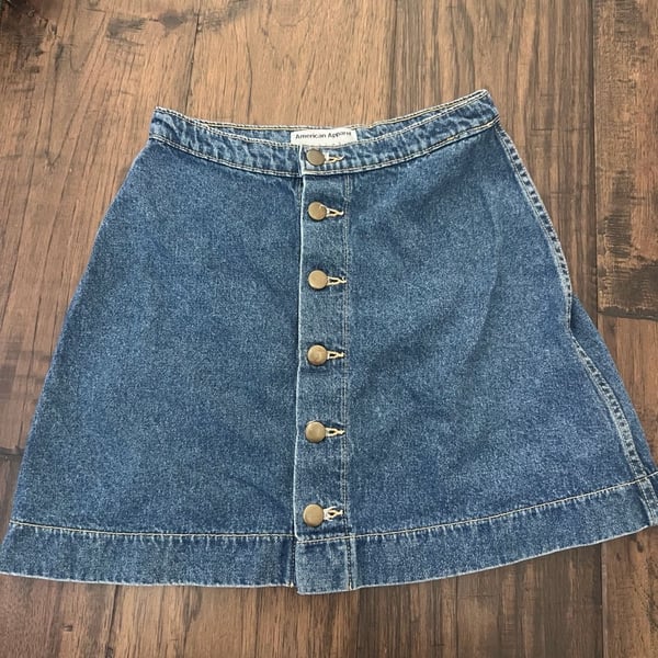 American apparel classic denim button mini...
