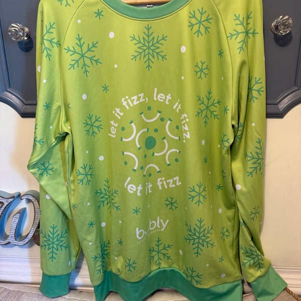 Bubly Sparkling Water Let It Fizz Snowflake Christmas Pullover Sweatshirt
