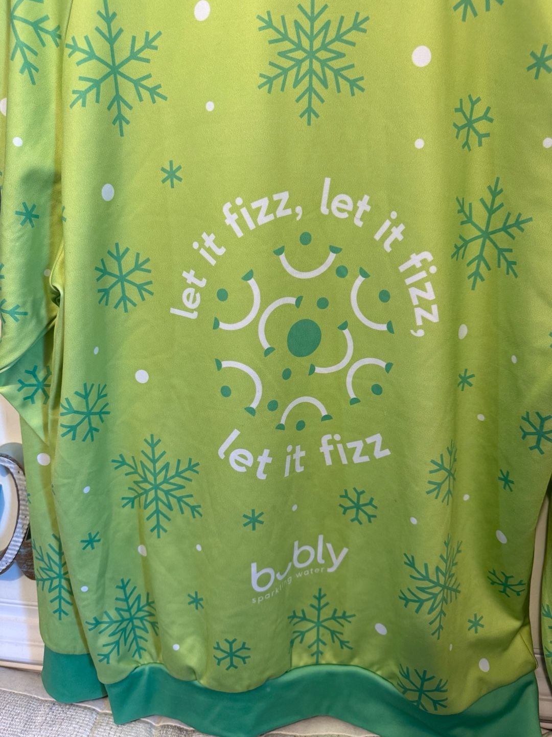 Bubly Sparkling Water Let It Fizz Snowflake Christmas Pullover Sweatshirt 4
