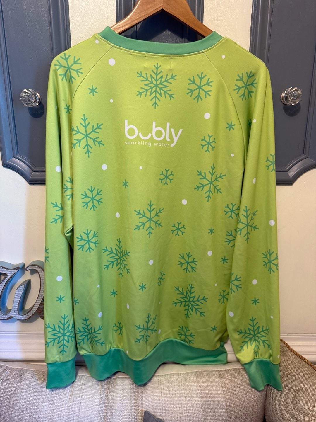Bubly Sparkling Water Let It Fizz Snowflake Christmas Pullover Sweatshirt 5