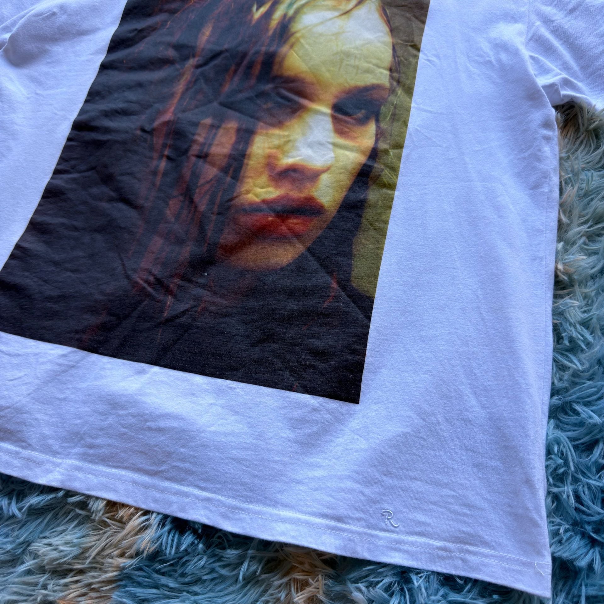 Raf Simons Christiane F Wet Hair Graphic T-Shirt White Size M 3