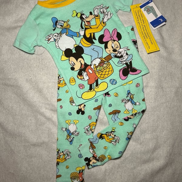 Disney Mickey Mouse Clubhouse Toddler Easter Pajama Set 2T Mint Green