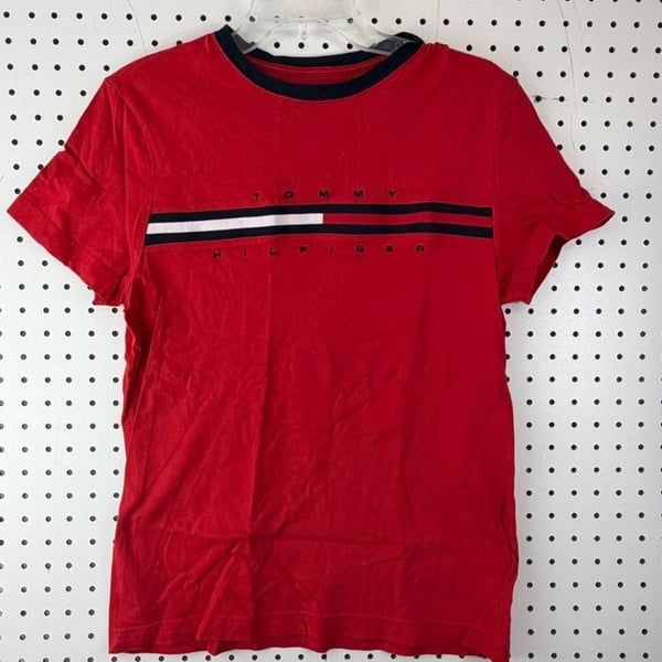 Tommy Hilfiger Men's Embroidered Flag Stripe Logo T-Shirt