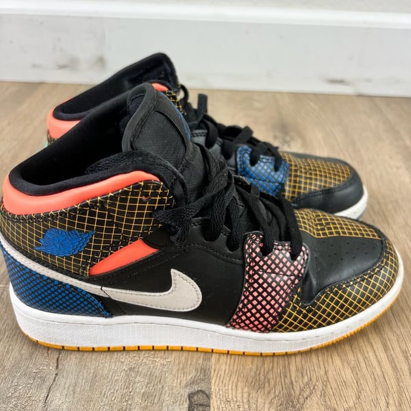 Air Jordan 1 Mid MMD GS Multi Grid Black Game Royal DC4092-001 Youth Size 5.5Y