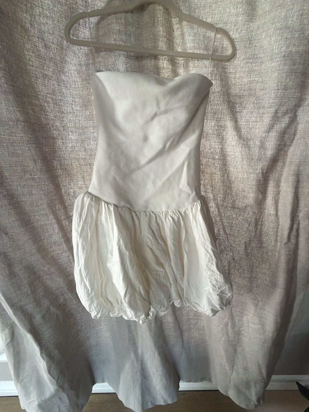 Simkhai Juni Bubble-Hem Strapless Corset Mini Dress White Size S 2