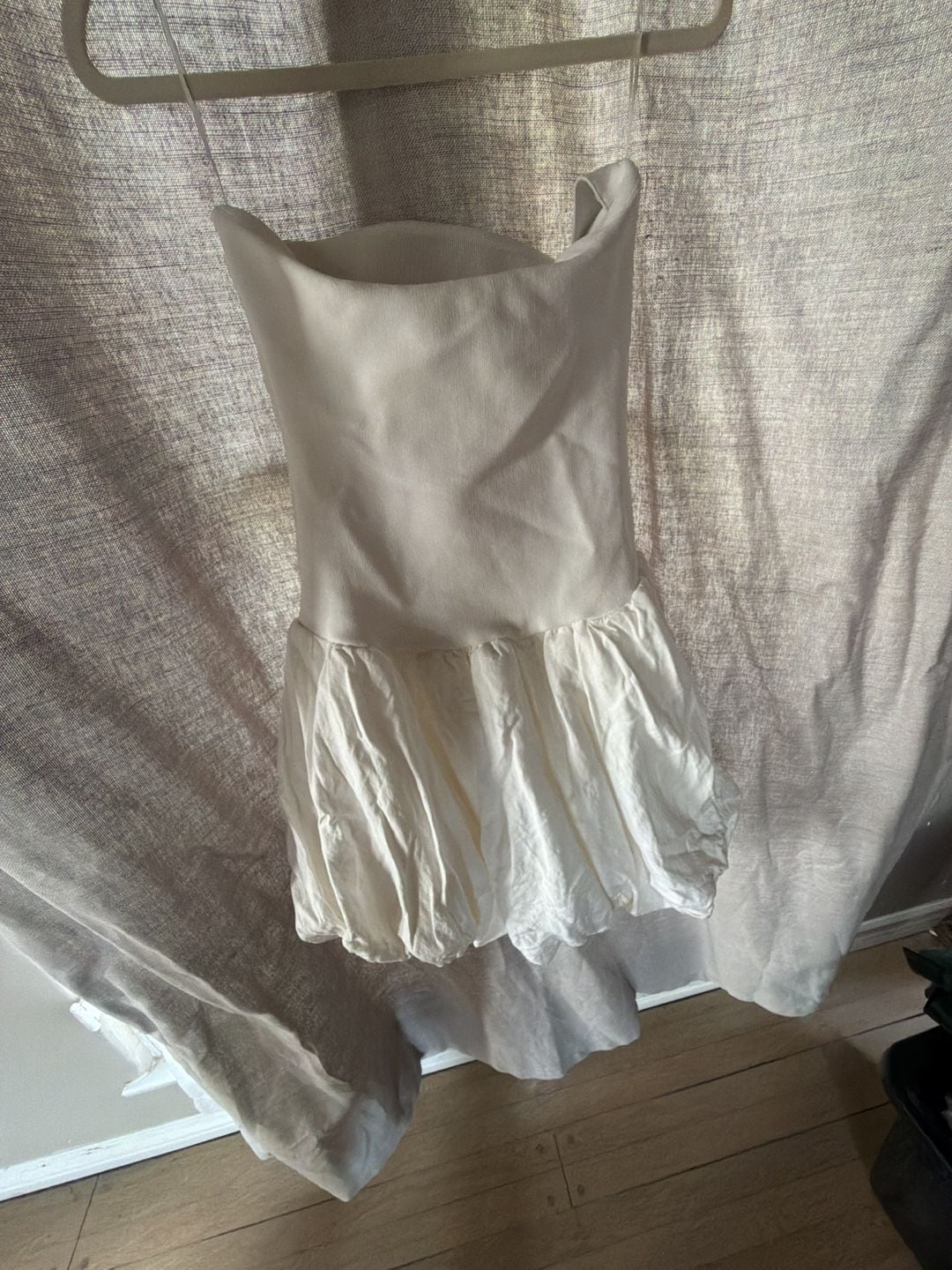 Simkhai Juni Bubble-Hem Strapless Corset Mini Dress White Size S 7