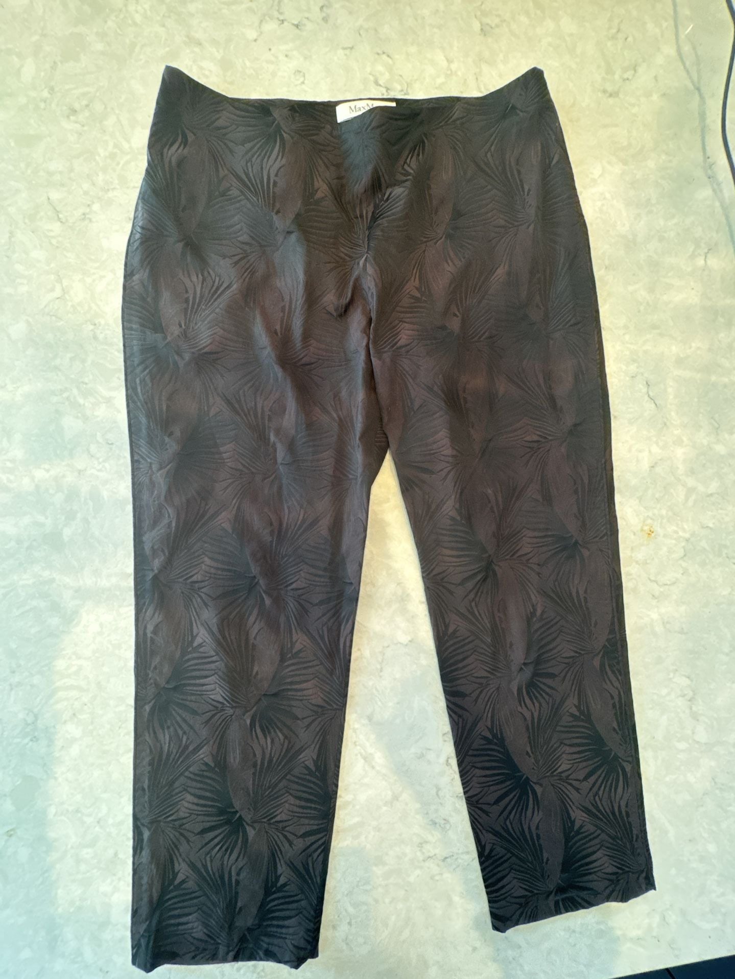 Max Mara Black Palm Leaf Jacquard Trousers Pants Size US 8 2
