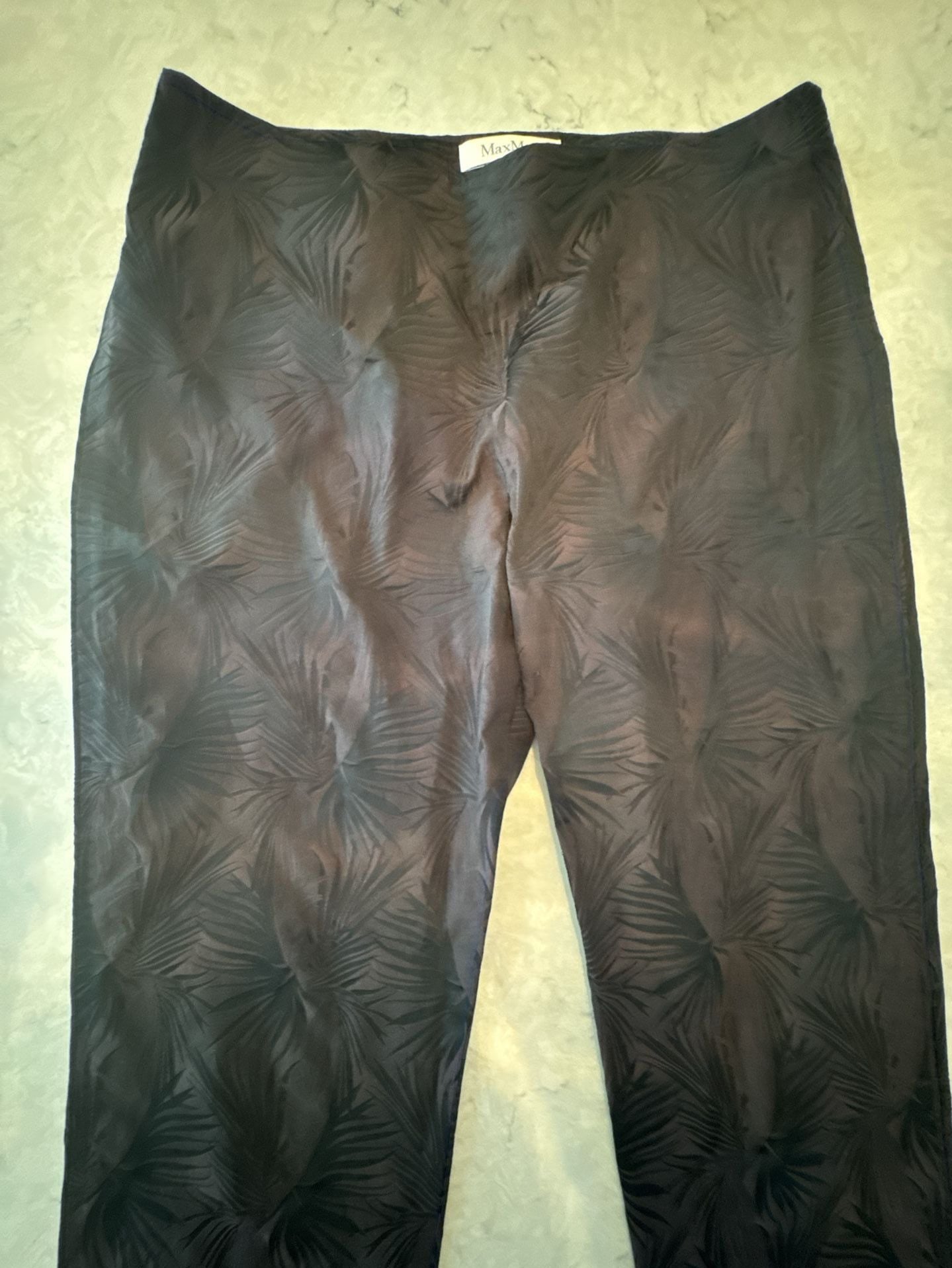 Max Mara Black Palm Leaf Jacquard Trousers Pants Size US 8 3