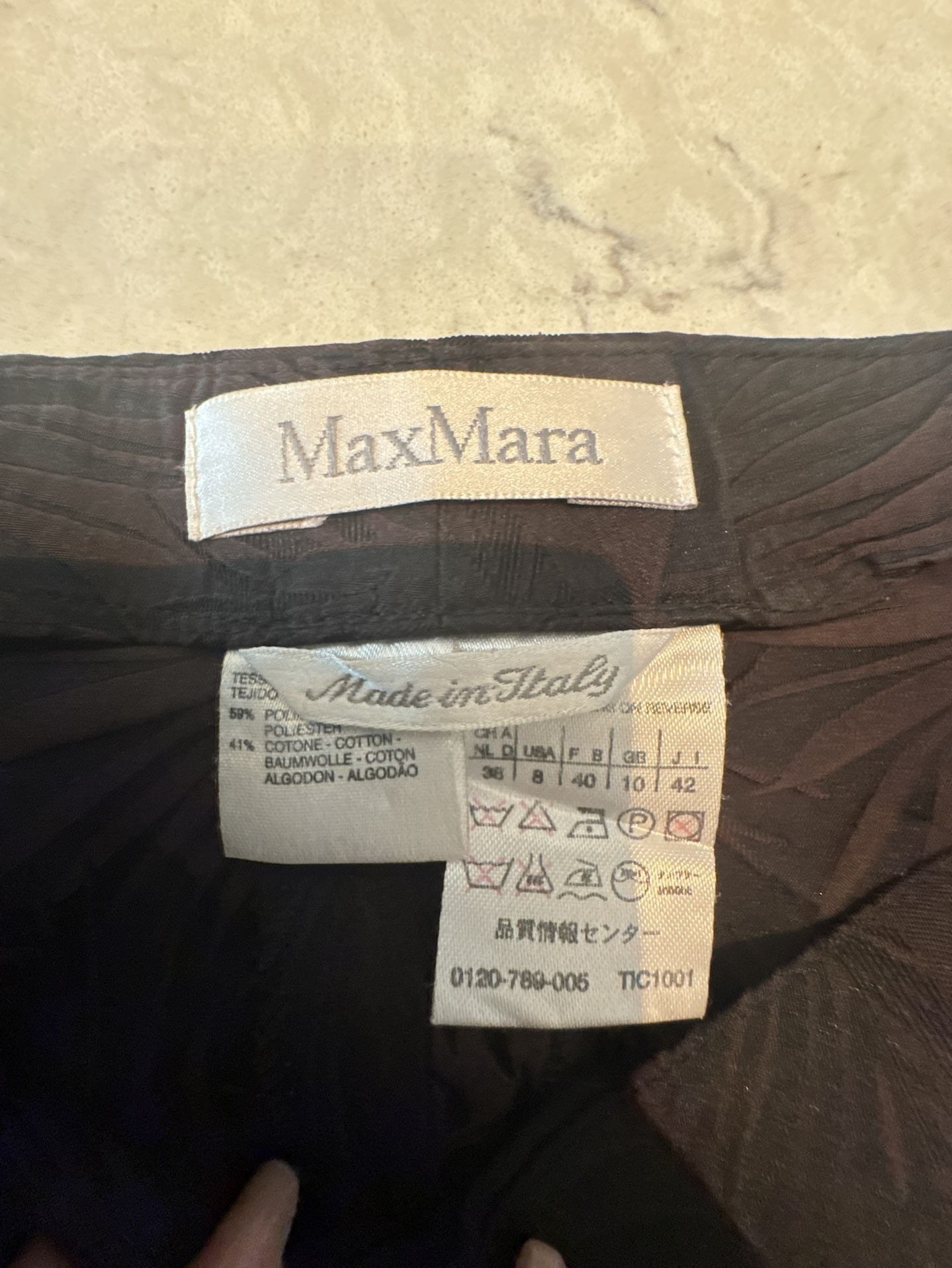 Max Mara Black Palm Leaf Jacquard Trousers Pants Size US 8 4