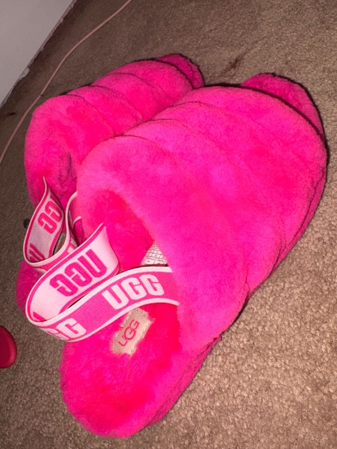UGG Fluff Yeah Slide Slippers Hot Pink Size 8 2