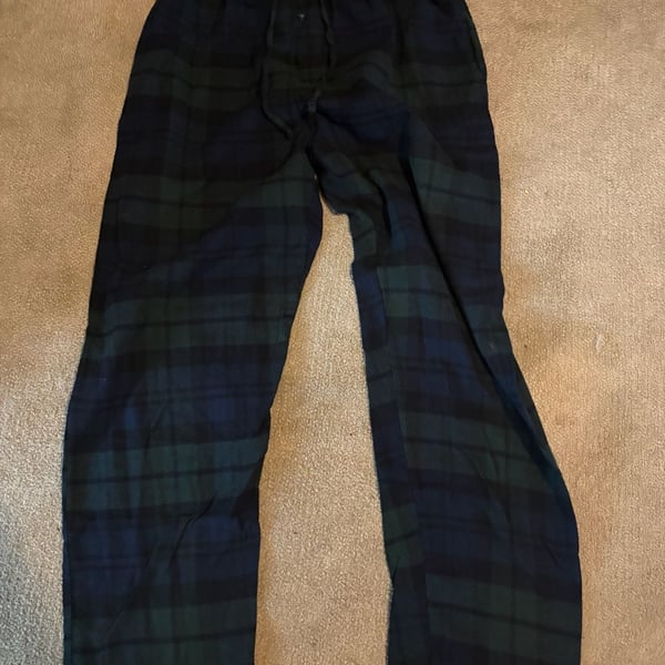 Polo Ralph Lauren Blackwatch Plaid Flannel Pajama Set with Shirt and Pants
