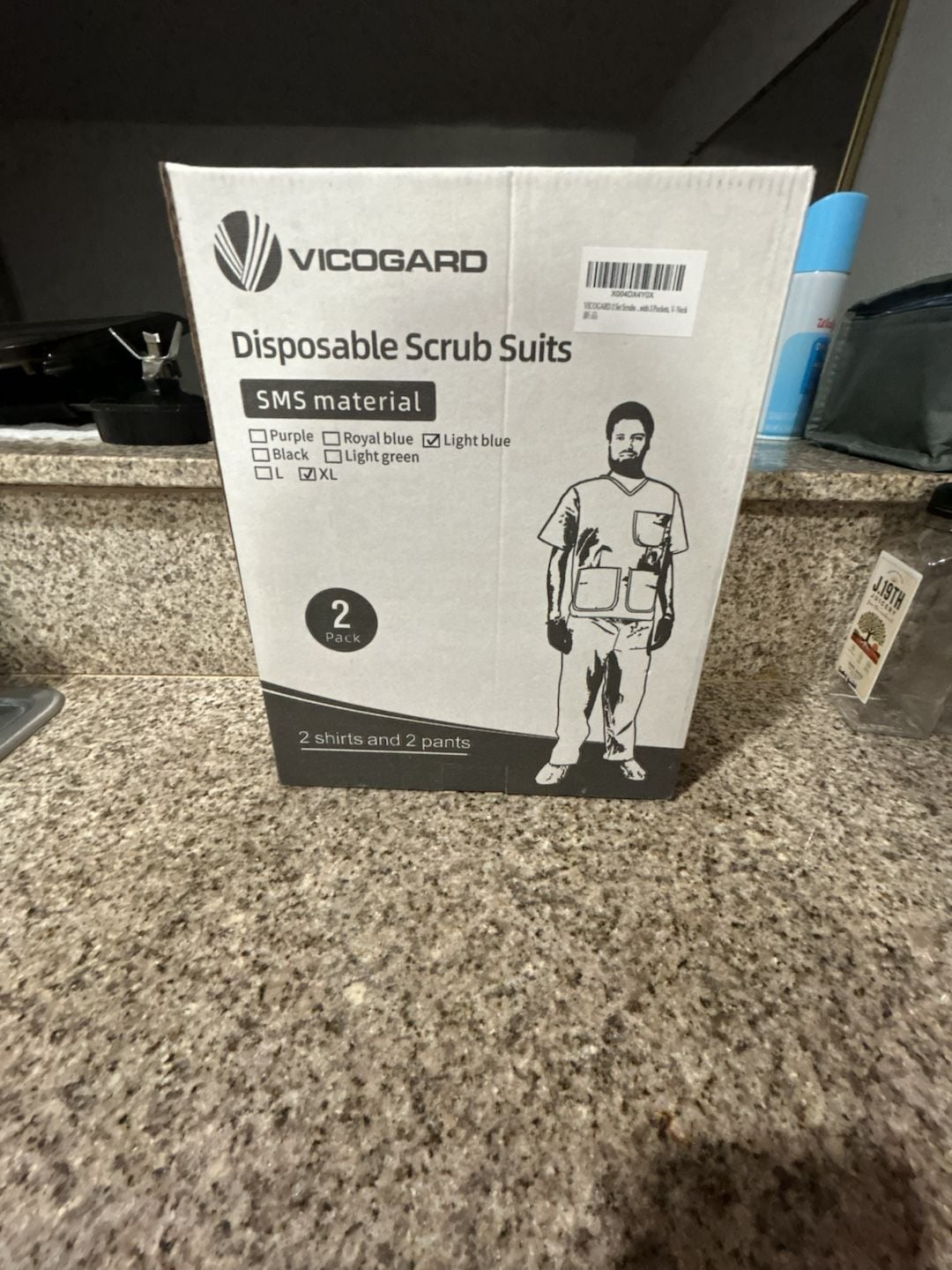 VICOGARD Disposable Scrub Suits SMS Material Light Blue XL 2 Pack 1