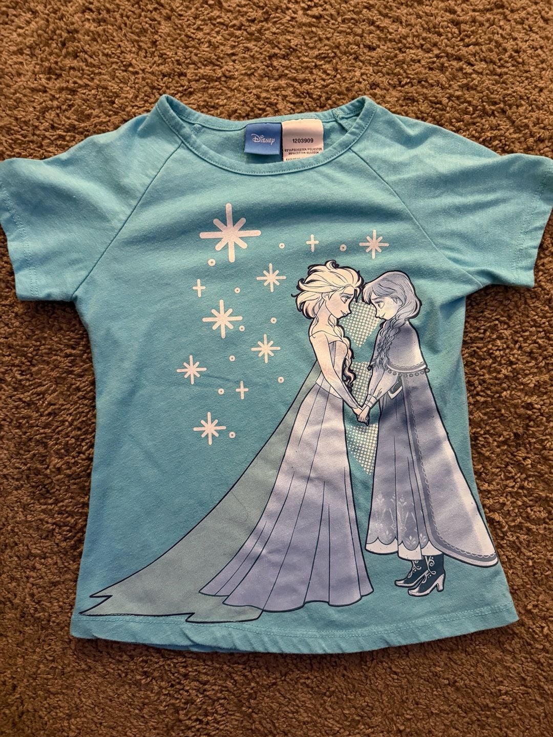 Disney Frozen Elsa and Anna Girls Short Sleeve Graphic T-Shirt Blue Size 6 1